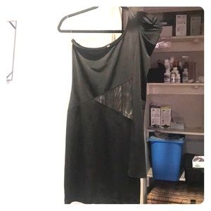 Sz S Trac One Shoulder Mesh Dress